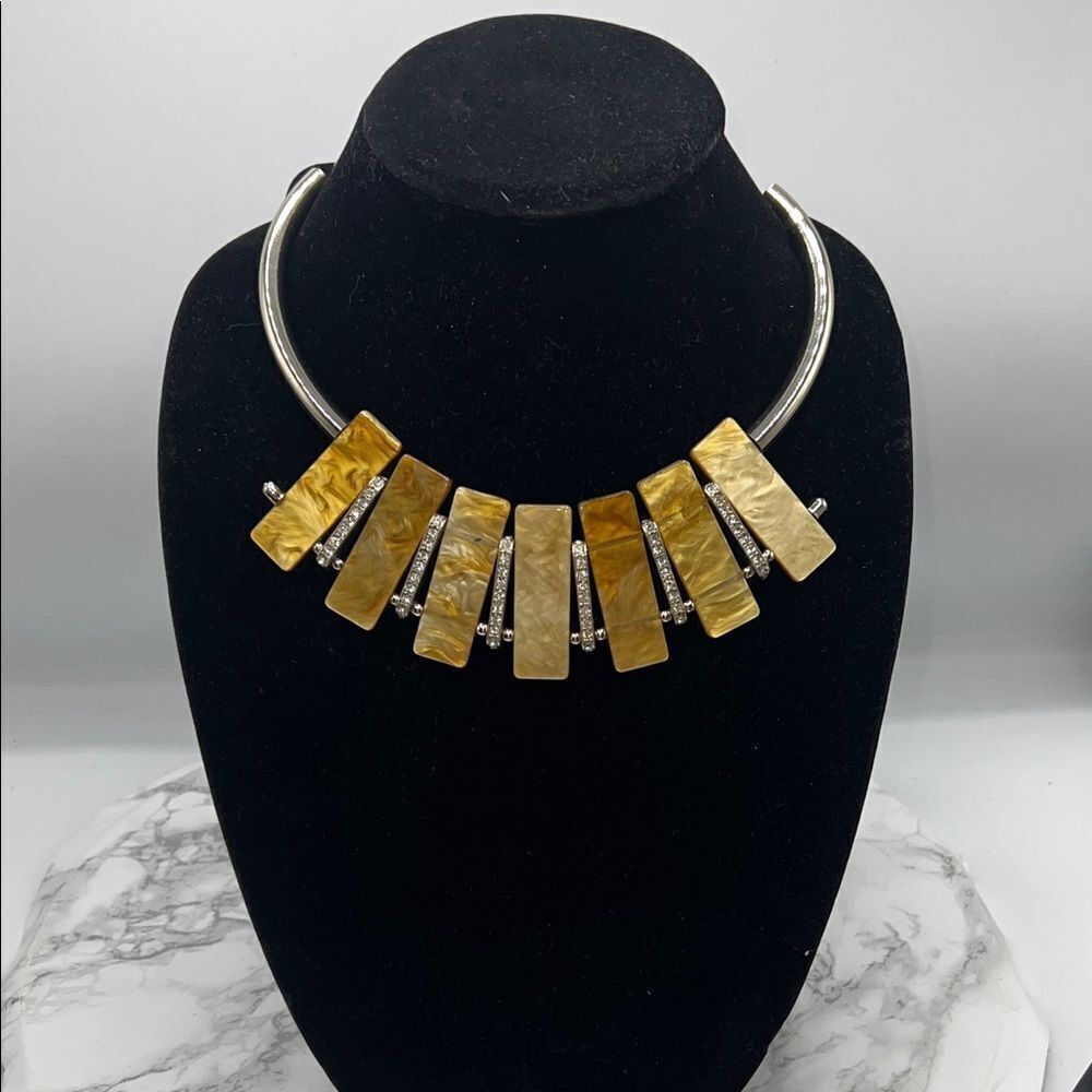 Butterscotch Amber Shell Necklace with CZ Stones